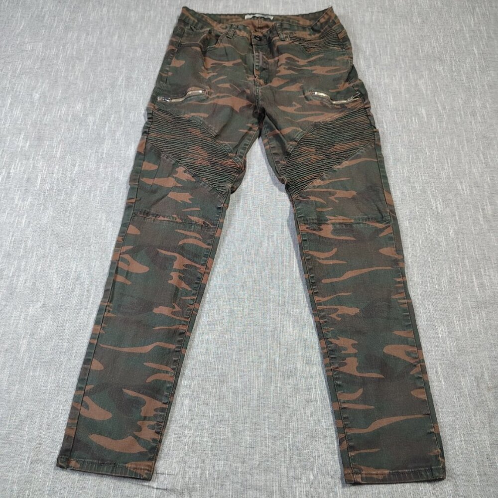 Blue Topic Biker Jeans Womens Size‎ 15/16 Camo Moto Stretch Ankle